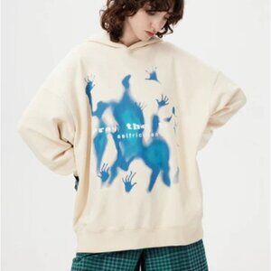 Aelfric Eden Unisex Abstraction Shadow Graphic Oversized Hoodie Size XL
